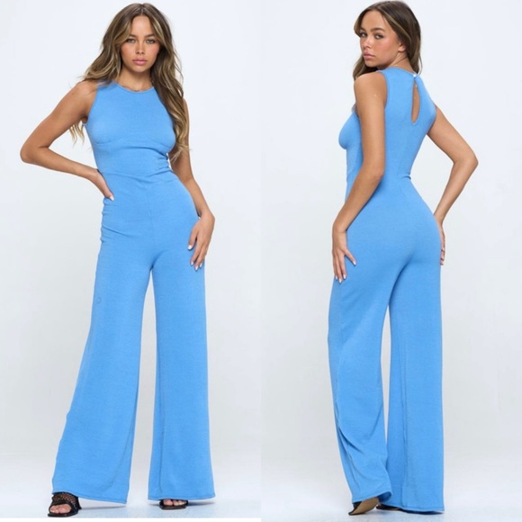 Wide leg ribbed jumpsuit - Picture 5 of 5